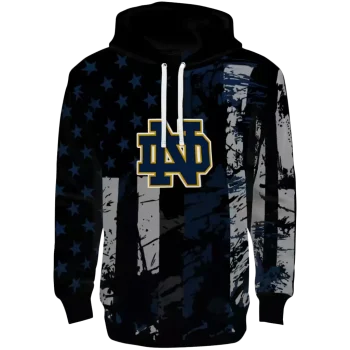 custom notre dame fighting irish distressed flag navy black hoodie best selling