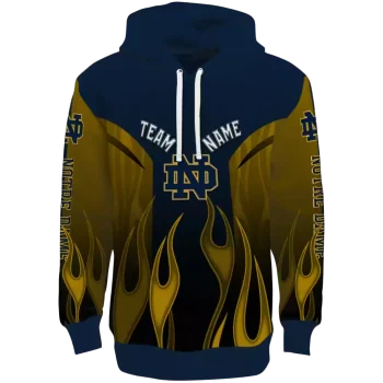 custom notre dame fighting irish flame design navy hoodie best selling
