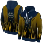 custom notre dame fighting irish flame design navy hoodie best selling