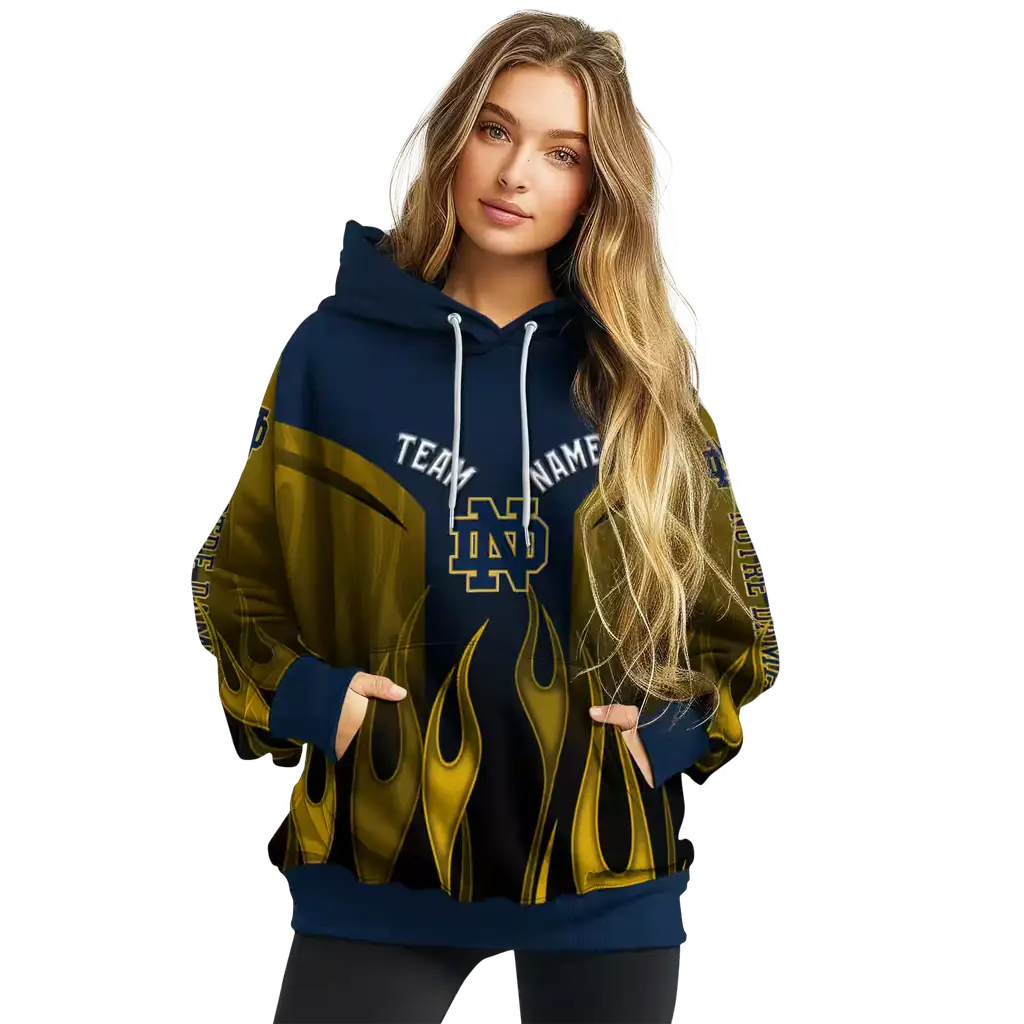 custom notre dame fighting irish flame design navy hoodie high quality custom notre dame fighting irish flame design navy hoodie high quality