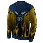 custom notre dame fighting irish flame design navy hoodie best selling