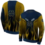 custom notre dame fighting irish flame design navy hoodie best selling