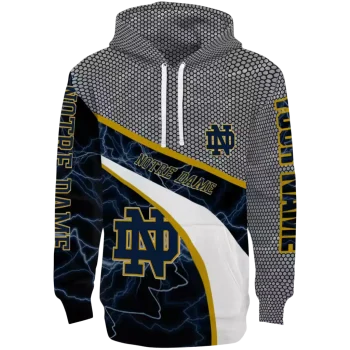 custom notre dame fighting irish hexagonal mesh navy black gray hoodie best selling