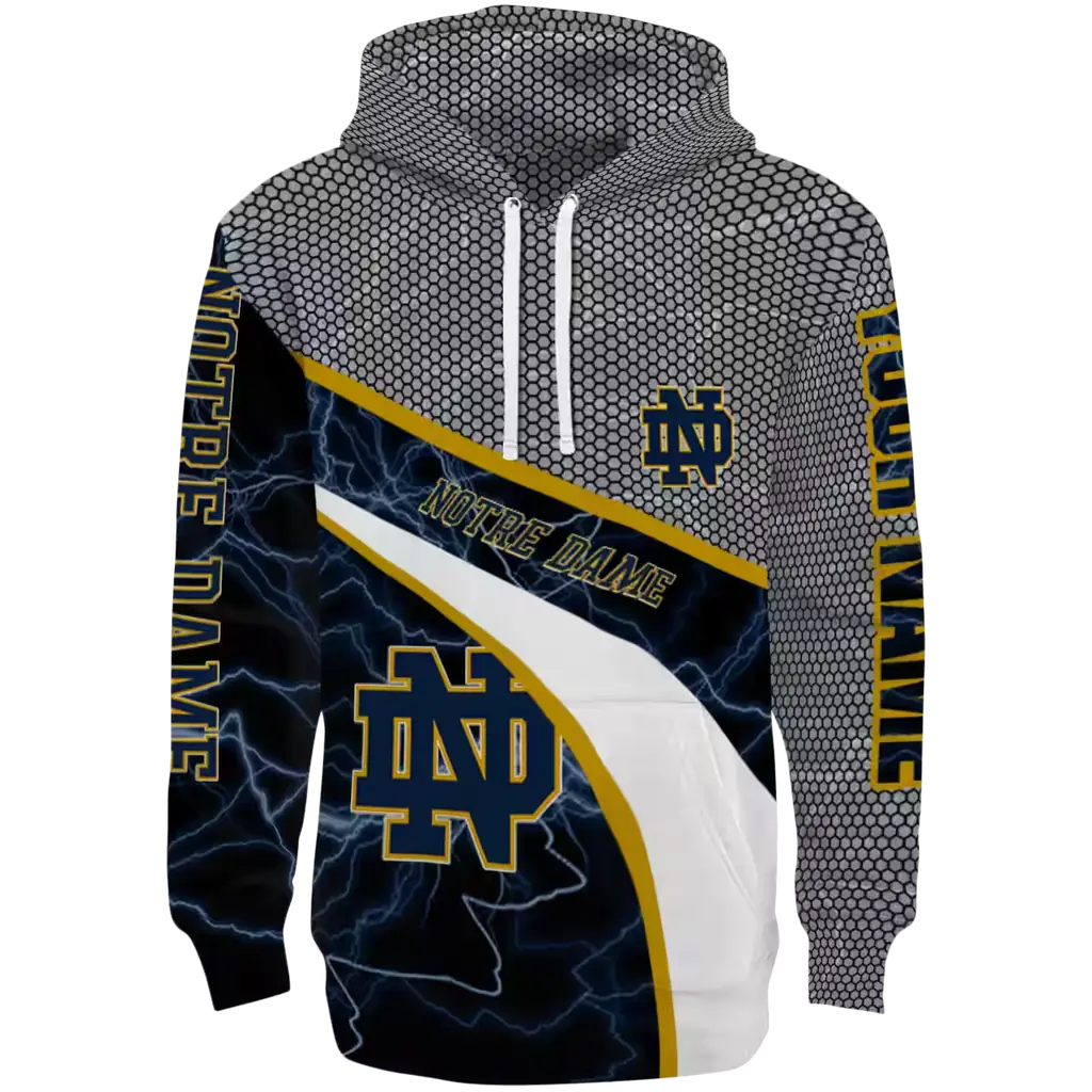custom notre dame fighting irish hexagonal mesh navy black gray hoodie best selling custom notre dame fighting irish hexagonal mesh navy black gray hoodie best selling