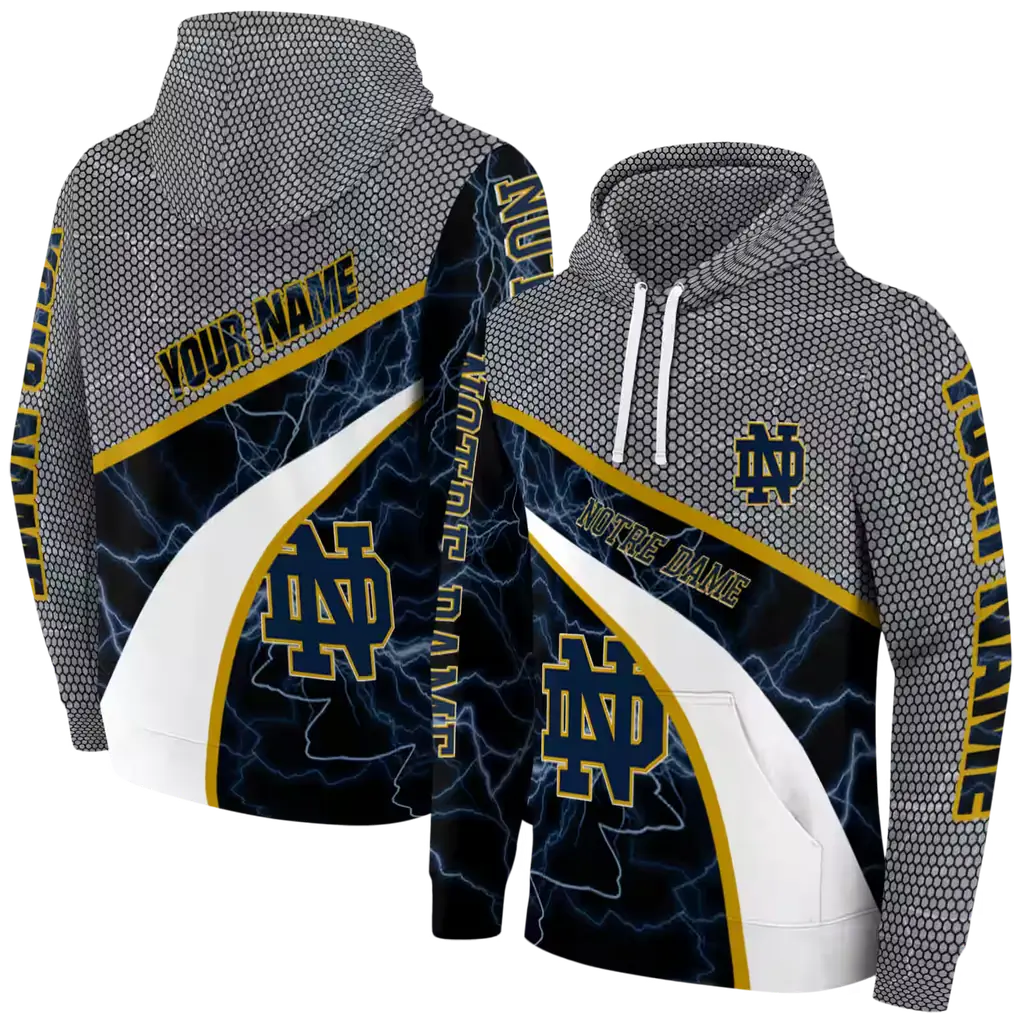 custom notre dame fighting irish hexagonal mesh navy black gray hoodie fashion forward custom notre dame fighting irish hexagonal mesh navy black gray hoodie fashion forward