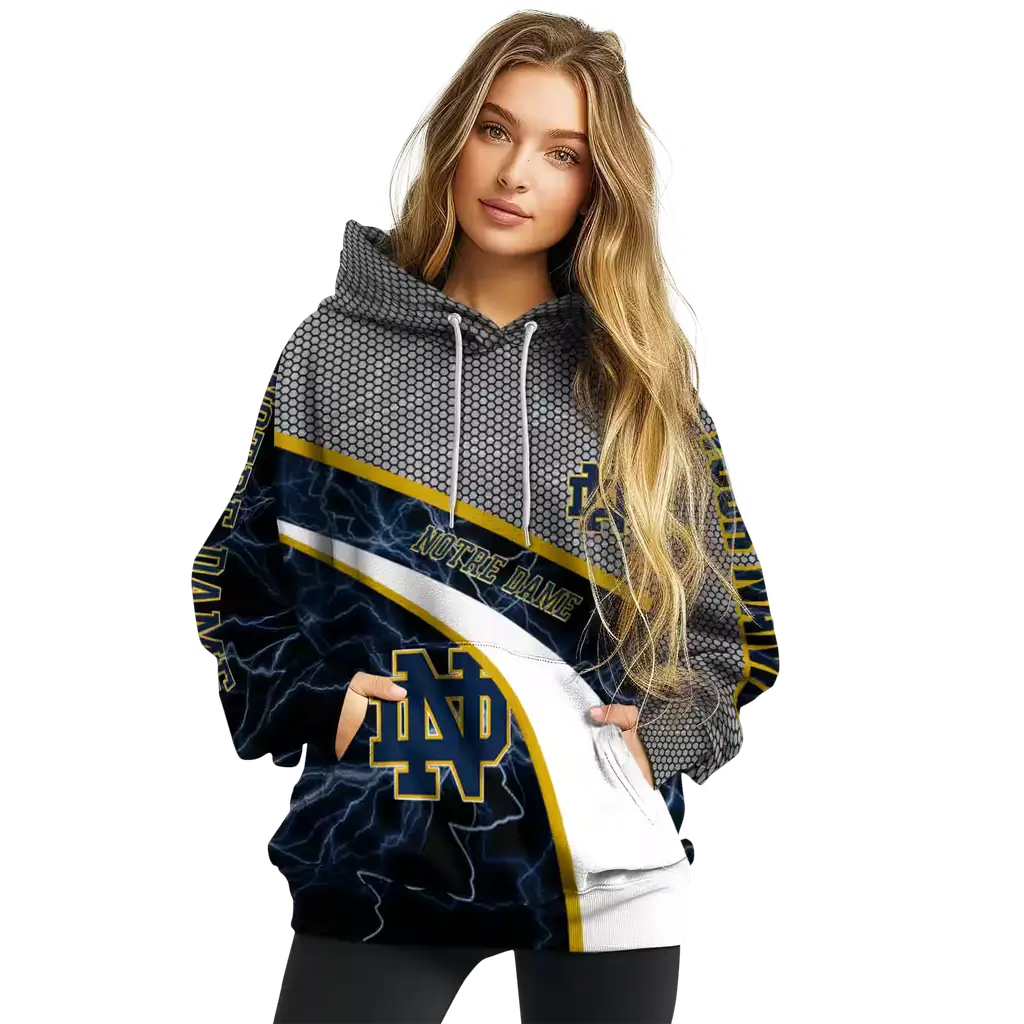 custom notre dame fighting irish hexagonal mesh navy black gray hoodie high quality custom notre dame fighting irish hexagonal mesh navy black gray hoodie high quality