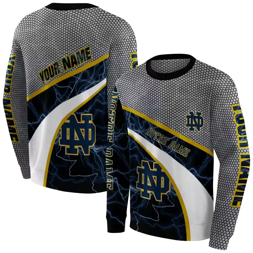 custom notre dame fighting irish hexagonal mesh navy black gray hoodie premium grade custom notre dame fighting irish hexagonal mesh navy black gray hoodie premium grade