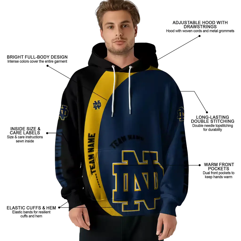 custom notre dame fighting irish minimalist design navy black hoodie latest model custom notre dame fighting irish minimalist design navy black hoodie latest model