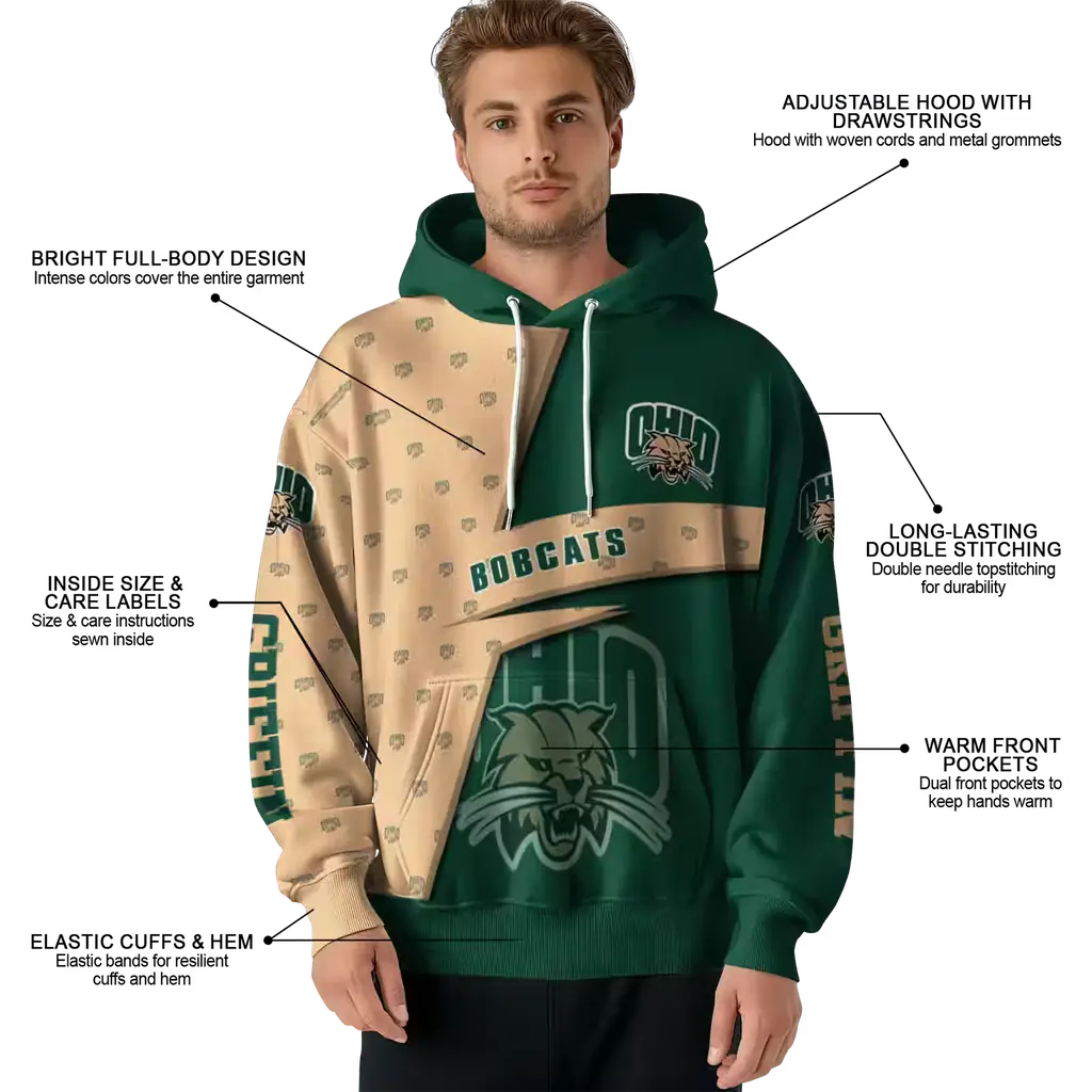custom ohio bobcats abstract shape green hoodie latest model custom ohio bobcats abstract shape green hoodie latest model
