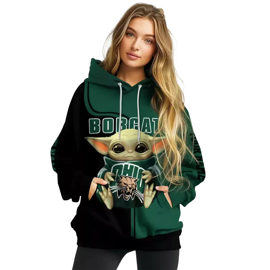 custom ohio bobcats baby yoda green black hoodie high quality custom ohio bobcats baby yoda green black hoodie high quality