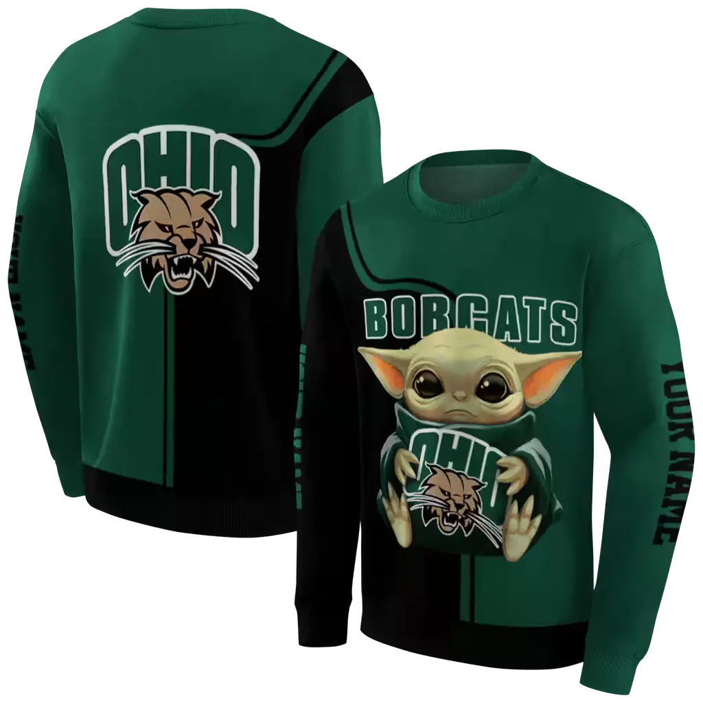 custom ohio bobcats baby yoda green black hoodie premium grade custom ohio bobcats baby yoda green black hoodie premium grade