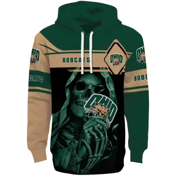 custom ohio bobcats grim reaper green black hoodie best selling