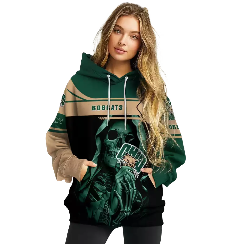 custom ohio bobcats grim reaper green black hoodie high quality custom ohio bobcats grim reaper green black hoodie high quality