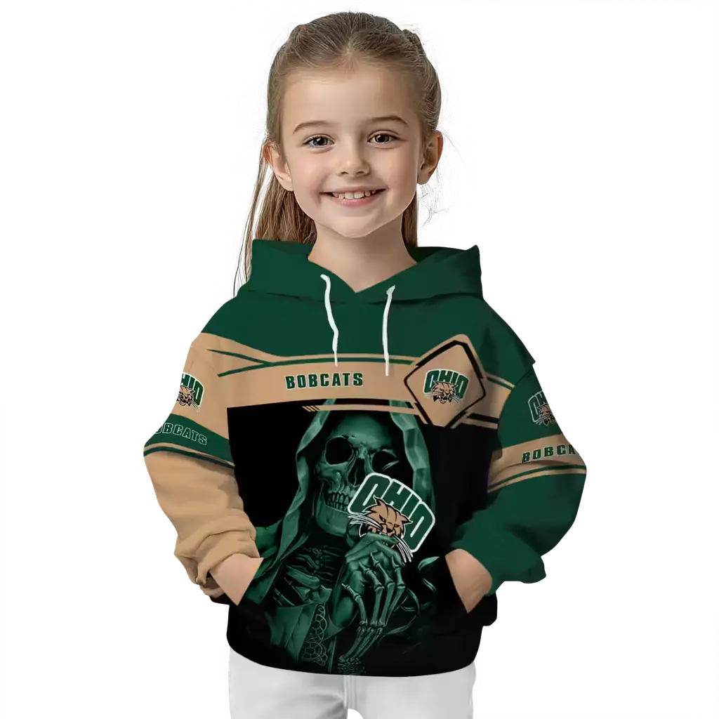custom ohio bobcats grim reaper green black hoodie top rated custom ohio bobcats grim reaper green black hoodie top rated
