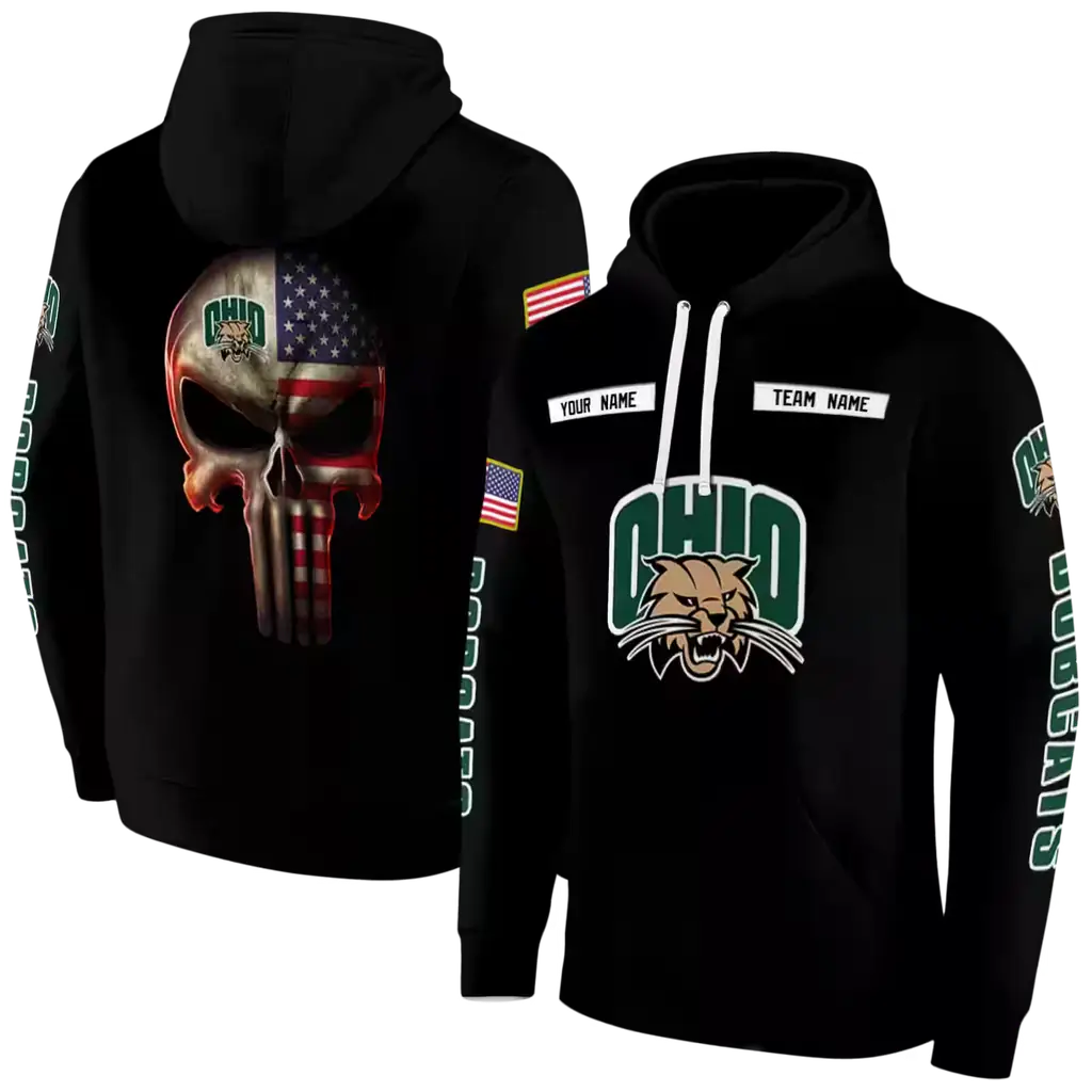 custom ohio bobcats punisher skull black hoodie fashion forward custom ohio bobcats punisher skull black hoodie fashion forward