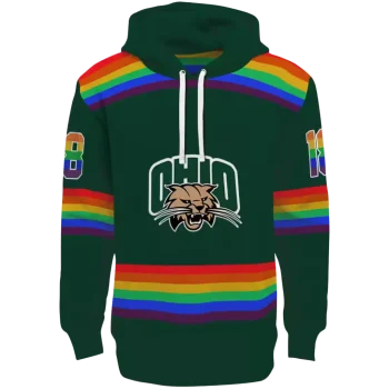 custom ohio bobcats rainbow stripes green hoodie best selling