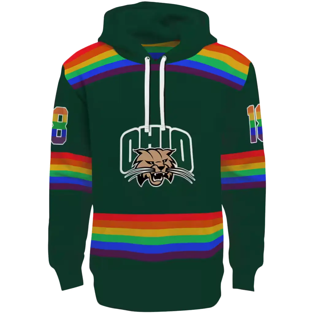 custom ohio bobcats rainbow stripes green hoodie best selling custom ohio bobcats rainbow stripes green hoodie best selling