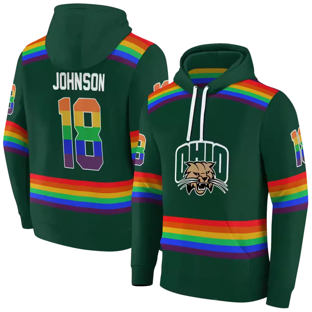 custom ohio bobcats rainbow stripes green hoodie fashion forward custom ohio bobcats rainbow stripes green hoodie fashion forward