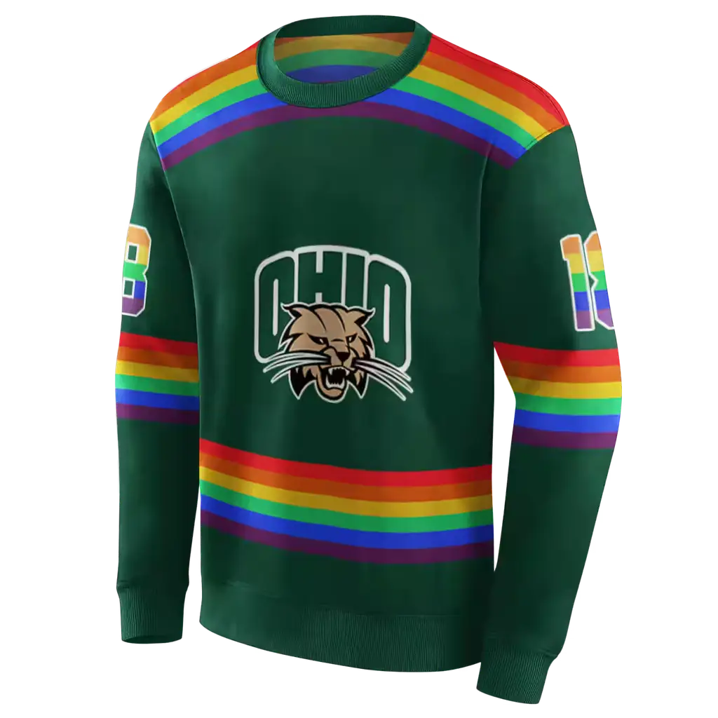 custom ohio bobcats rainbow stripes green hoodie new arrival custom ohio bobcats rainbow stripes green hoodie new arrival