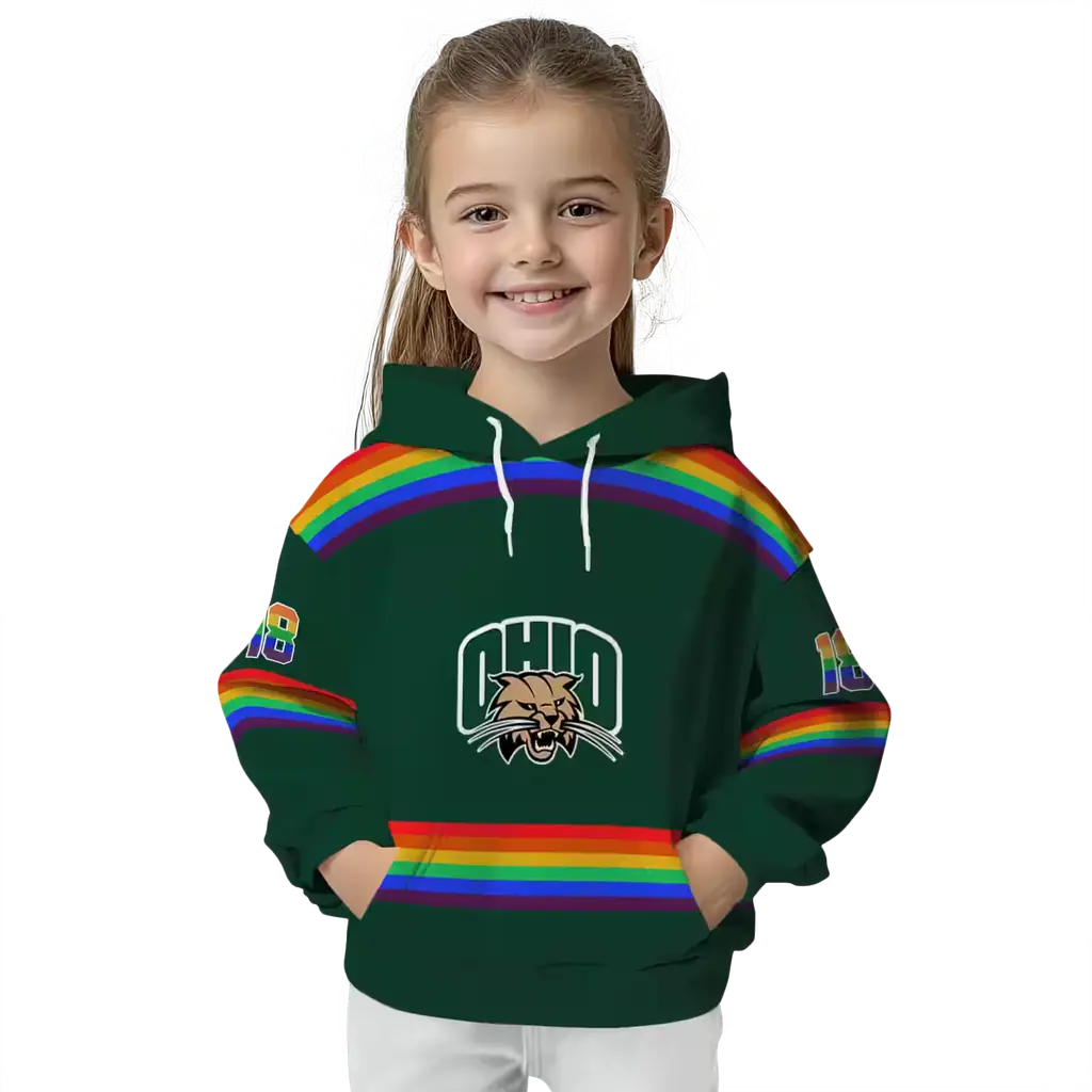 custom ohio bobcats rainbow stripes green hoodie top rated custom ohio bobcats rainbow stripes green hoodie top rated