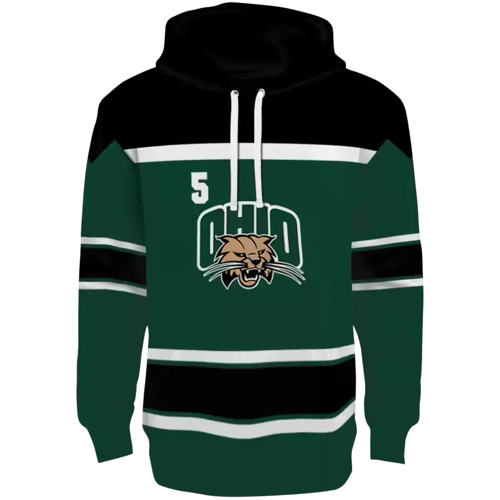 custom ohio bobcats striped pattern green hoodie best selling custom ohio bobcats striped pattern green hoodie best selling