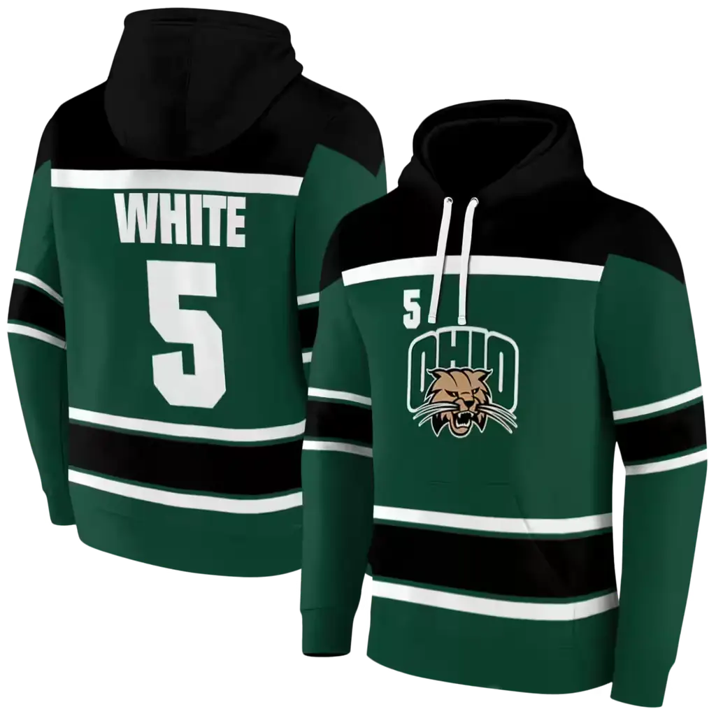 custom ohio bobcats striped pattern green hoodie fashion forward custom ohio bobcats striped pattern green hoodie fashion forward