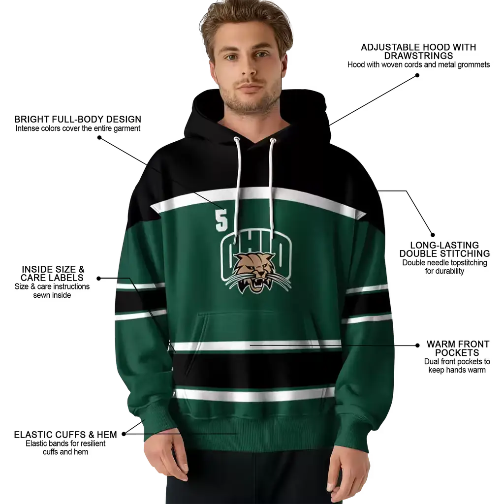 custom ohio bobcats striped pattern green hoodie latest model custom ohio bobcats striped pattern green hoodie latest model