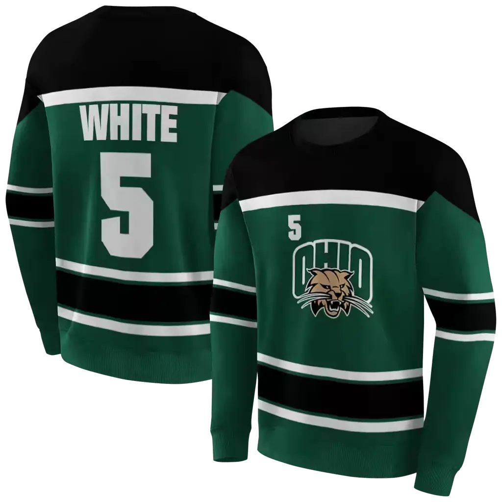 custom ohio bobcats striped pattern green hoodie premium grade custom ohio bobcats striped pattern green hoodie premium grade