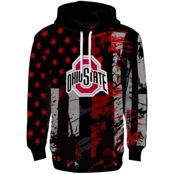 custom ohio state buckeyes distressed flag scarlet black hoodie best selling