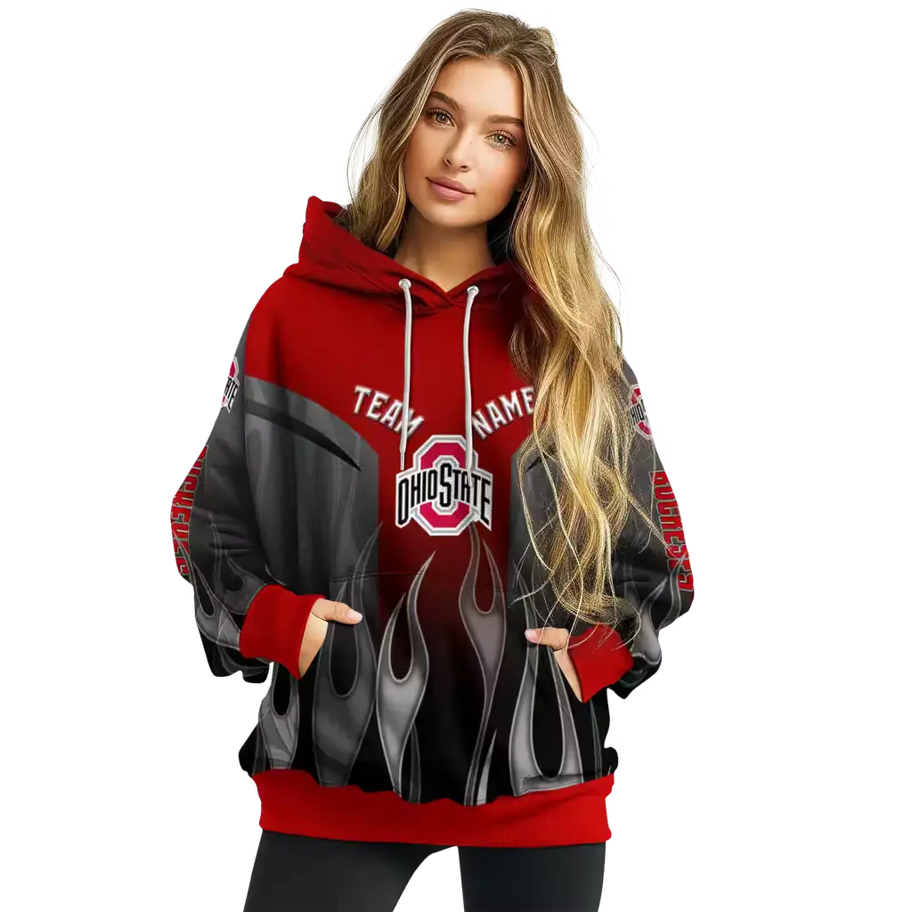 custom ohio state buckeyes flame design scarlet hoodie high quality custom ohio state buckeyes flame design scarlet hoodie high quality