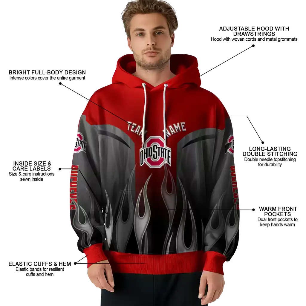 custom ohio state buckeyes flame design scarlet hoodie latest model custom ohio state buckeyes flame design scarlet hoodie latest model