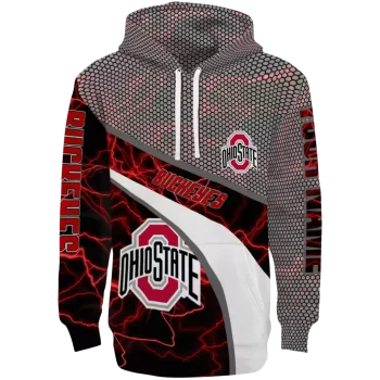 custom ohio state buckeyes hexagonal mesh scarlet black gray hoodie best selling