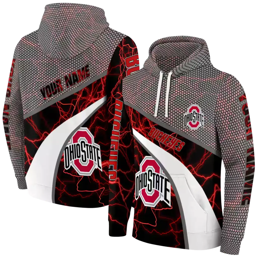 custom ohio state buckeyes hexagonal mesh scarlet black gray hoodie fashion forward custom ohio state buckeyes hexagonal mesh scarlet black gray hoodie fashion forward