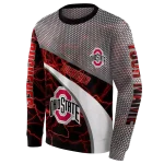 custom ohio state buckeyes hexagonal mesh scarlet black gray hoodie best selling
