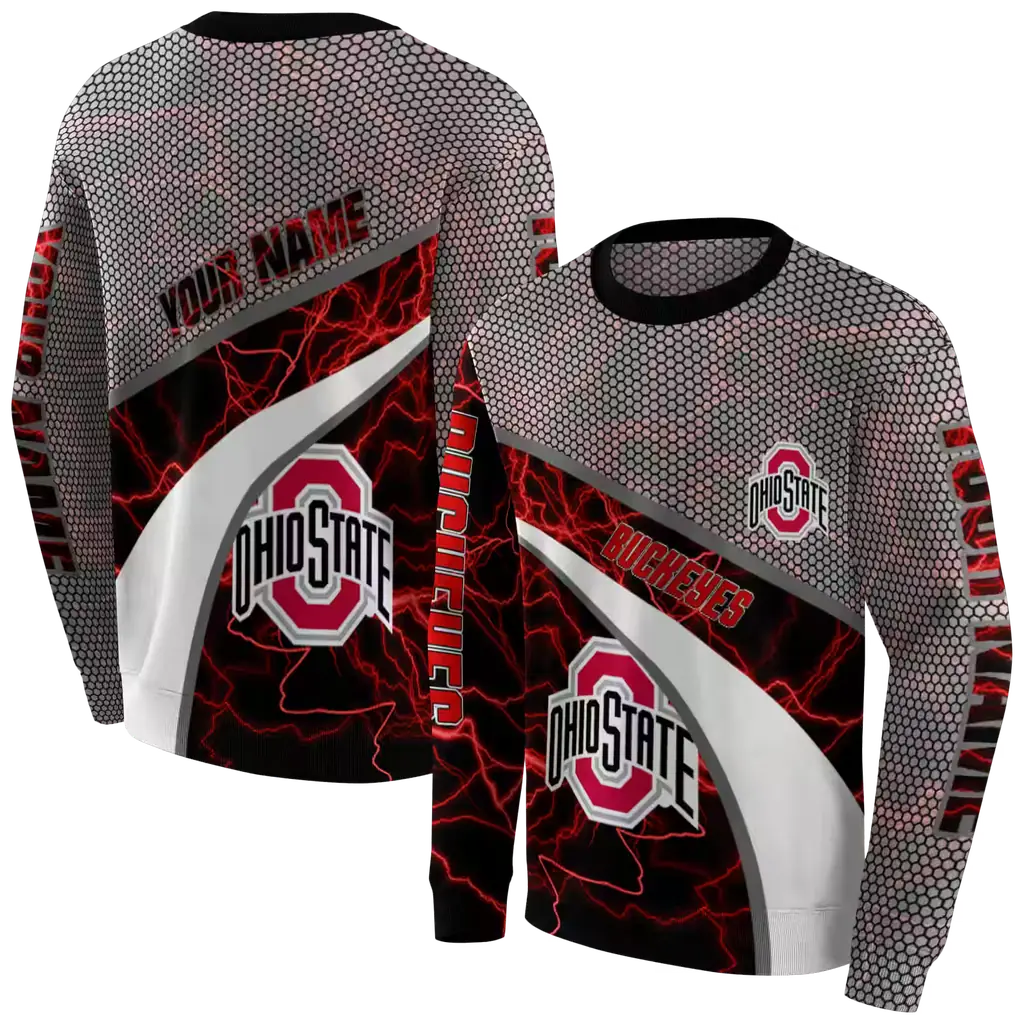 custom ohio state buckeyes hexagonal mesh scarlet black gray hoodie premium grade custom ohio state buckeyes hexagonal mesh scarlet black gray hoodie premium grade