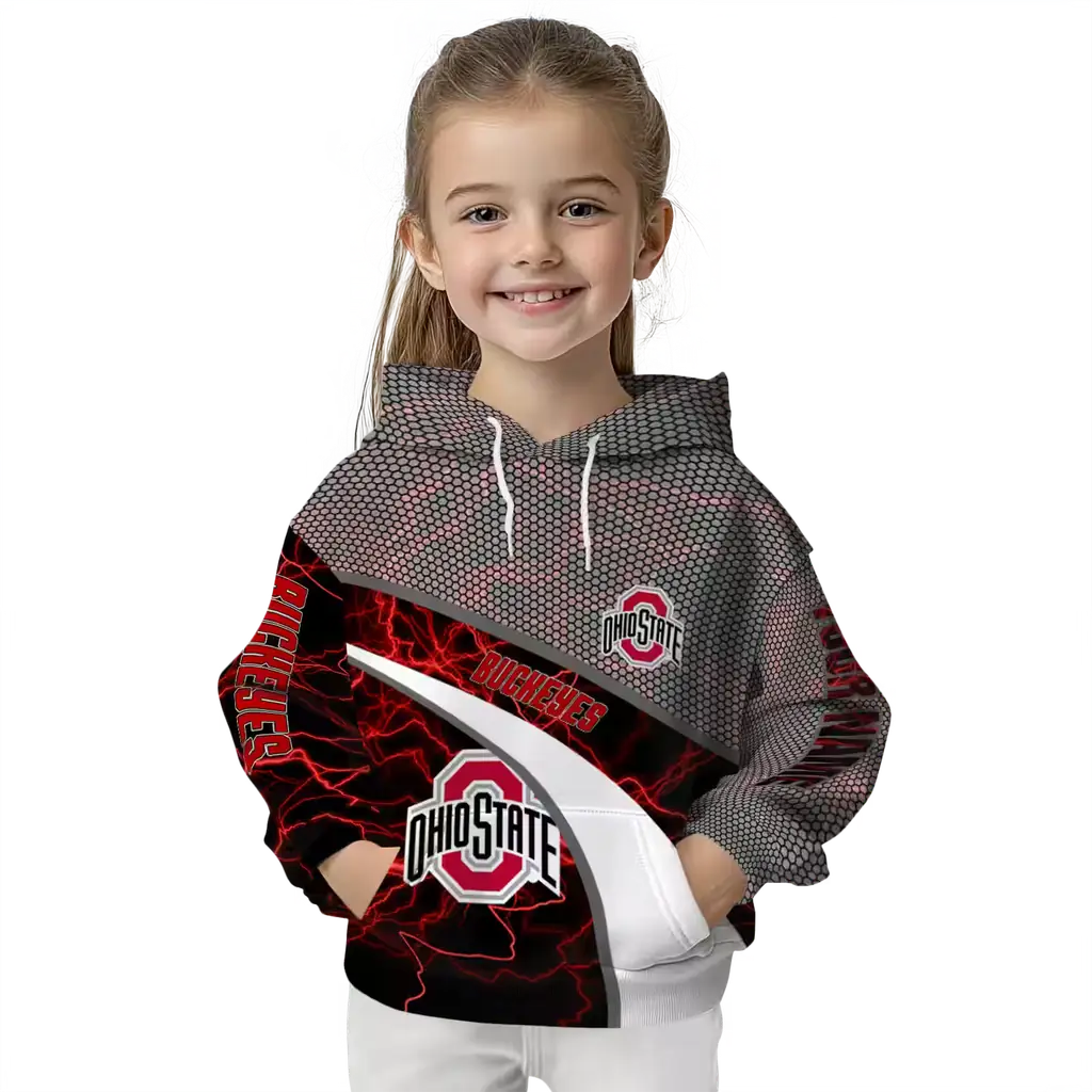 custom ohio state buckeyes hexagonal mesh scarlet black gray hoodie top rated custom ohio state buckeyes hexagonal mesh scarlet black gray hoodie top rated