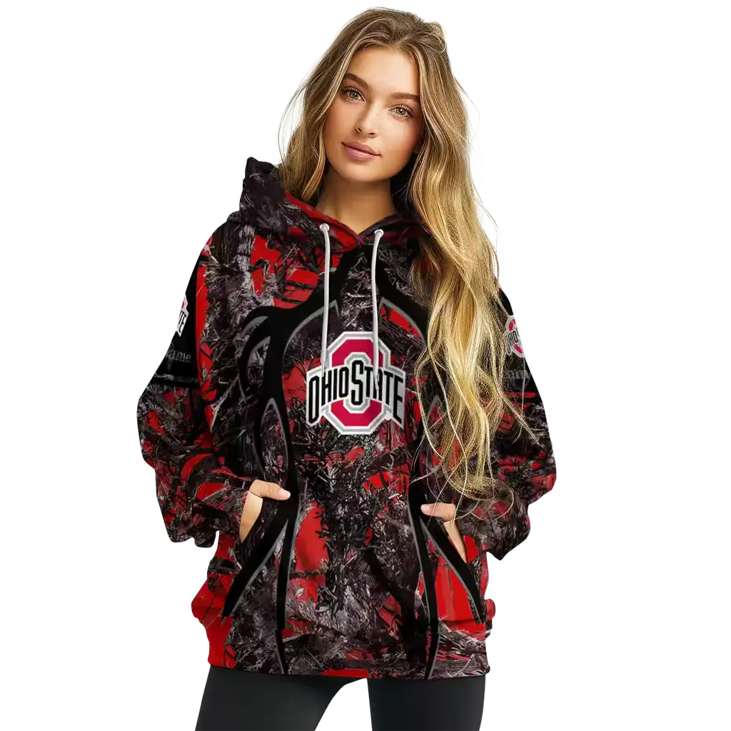 custom ohio state buckeyes hunting theme scarlet black hoodie high quality custom ohio state buckeyes hunting theme scarlet black hoodie high quality