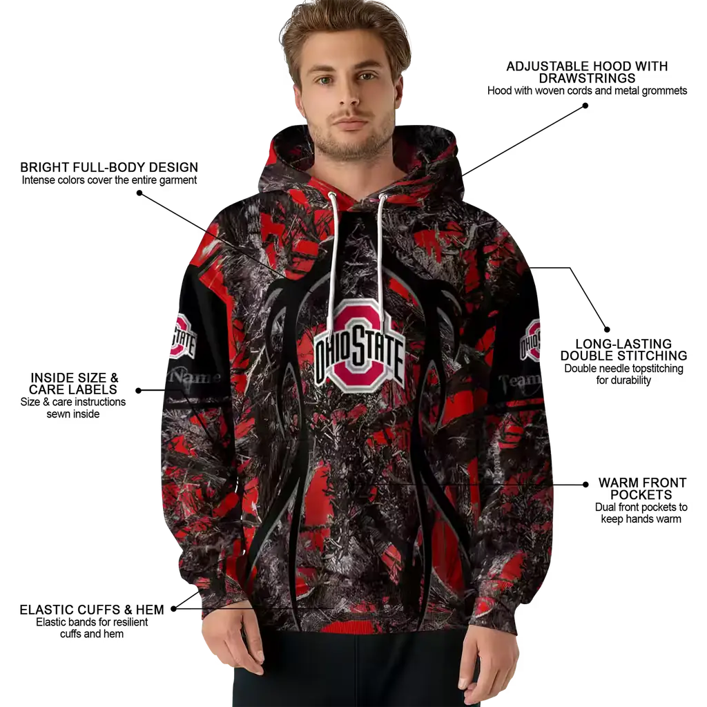 custom ohio state buckeyes hunting theme scarlet black hoodie latest model custom ohio state buckeyes hunting theme scarlet black hoodie latest model
