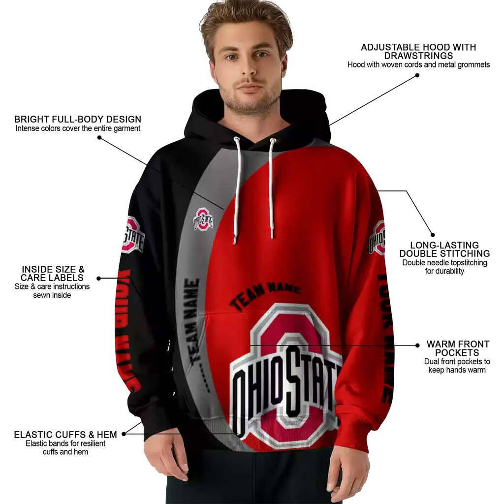 custom ohio state buckeyes minimalist design scarlet black hoodie latest model custom ohio state buckeyes minimalist design scarlet black hoodie latest model