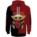 custom oklahoma sooners baby yoda crimson black hoodie best selling
