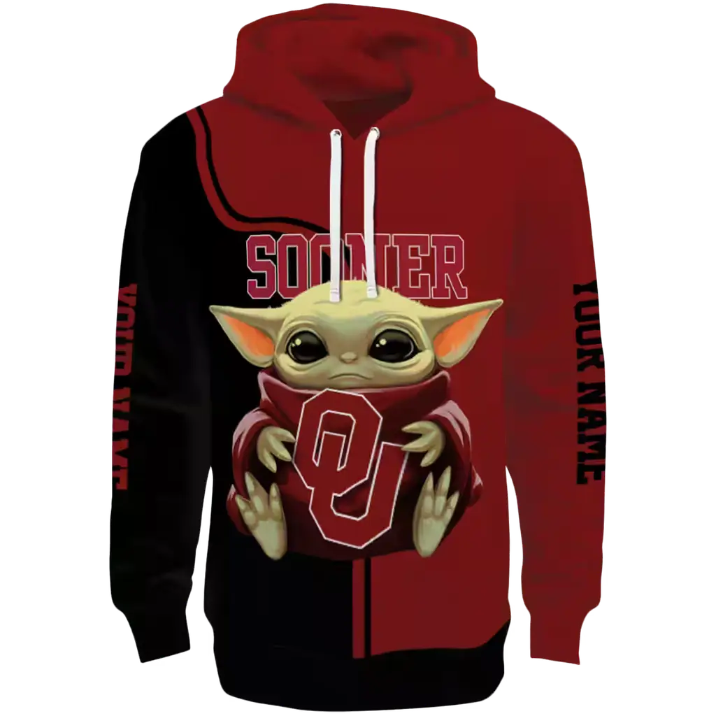custom oklahoma sooners baby yoda crimson black hoodie best selling custom oklahoma sooners baby yoda crimson black hoodie best selling