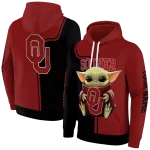 custom oklahoma sooners baby yoda crimson black hoodie best selling