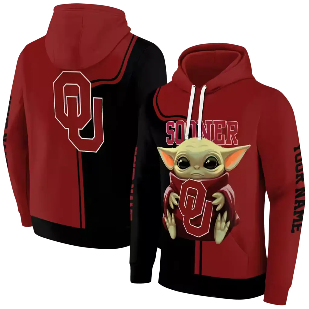 custom oklahoma sooners baby yoda crimson black hoodie fashion forward custom oklahoma sooners baby yoda crimson black hoodie fashion forward