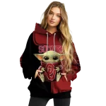 custom oklahoma sooners baby yoda crimson black hoodie best selling