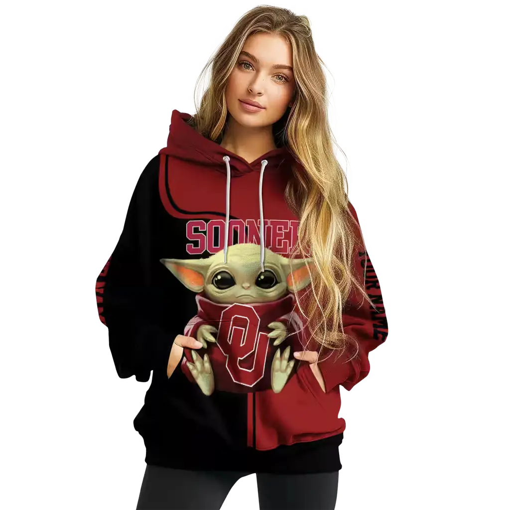 custom oklahoma sooners baby yoda crimson black hoodie high quality custom oklahoma sooners baby yoda crimson black hoodie high quality