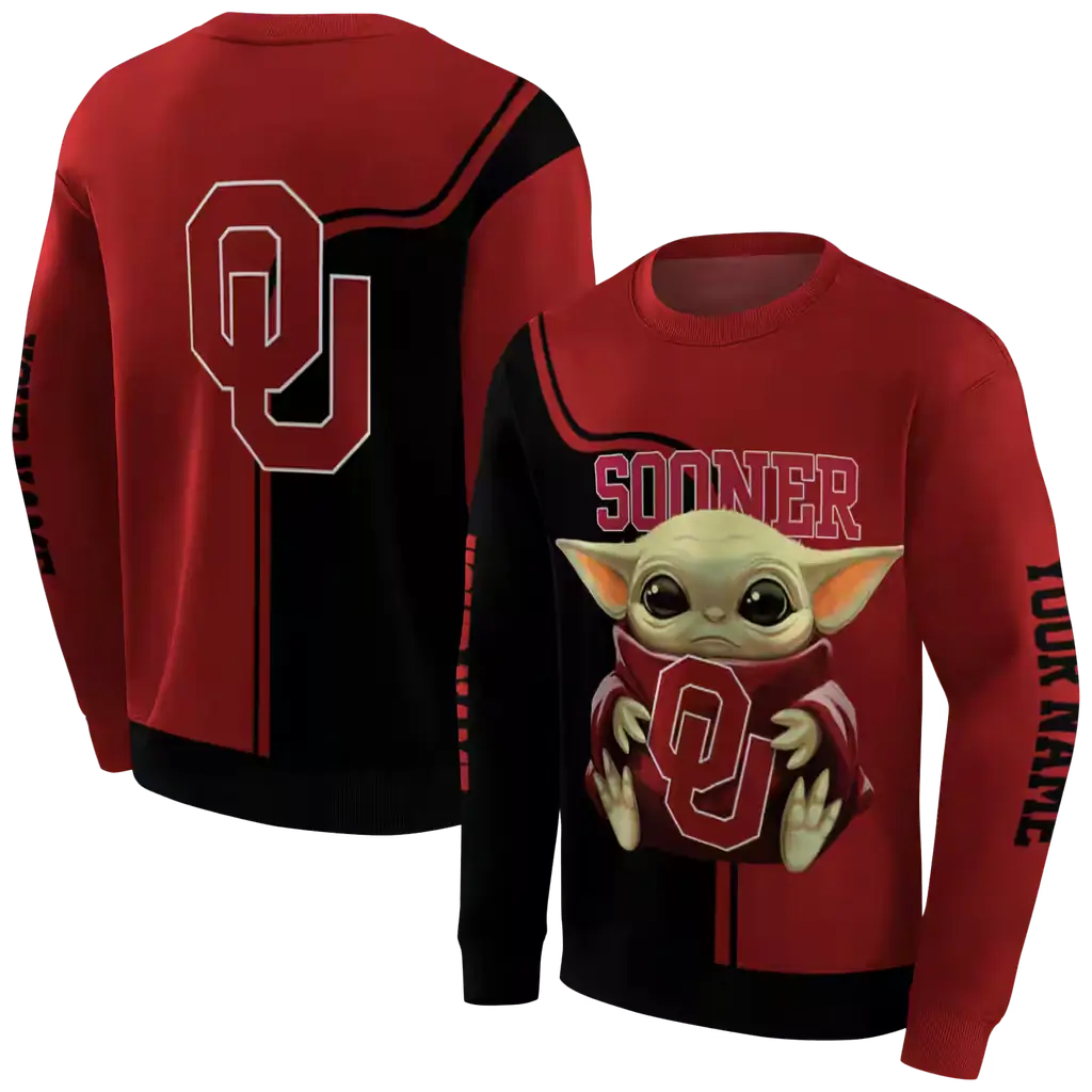custom oklahoma sooners baby yoda crimson black hoodie premium grade custom oklahoma sooners baby yoda crimson black hoodie premium grade
