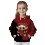 custom oklahoma sooners baby yoda crimson black hoodie best selling