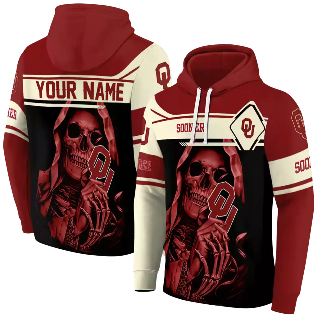 custom oklahoma sooners grim reaper crimson black hoodie fashion forward custom oklahoma sooners grim reaper crimson black hoodie fashion forward