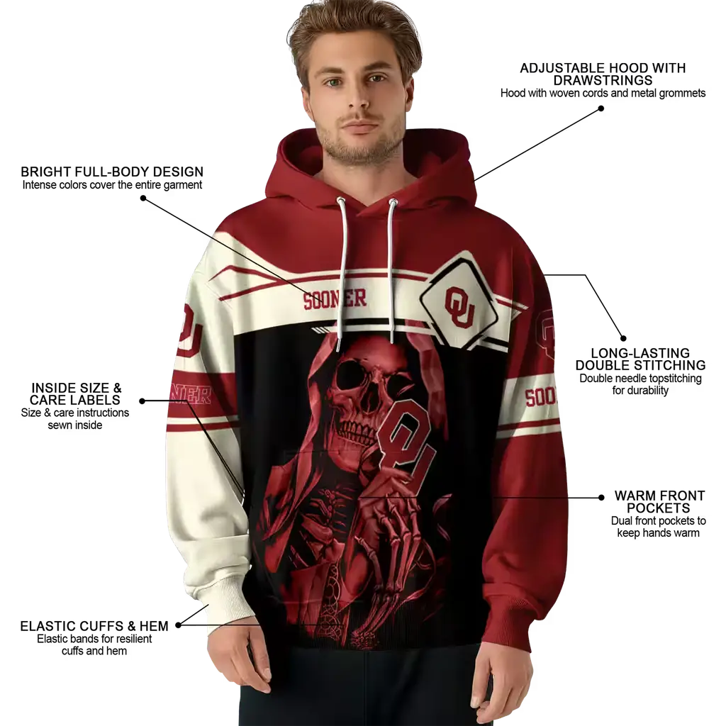 custom oklahoma sooners grim reaper crimson black hoodie latest model custom oklahoma sooners grim reaper crimson black hoodie latest model
