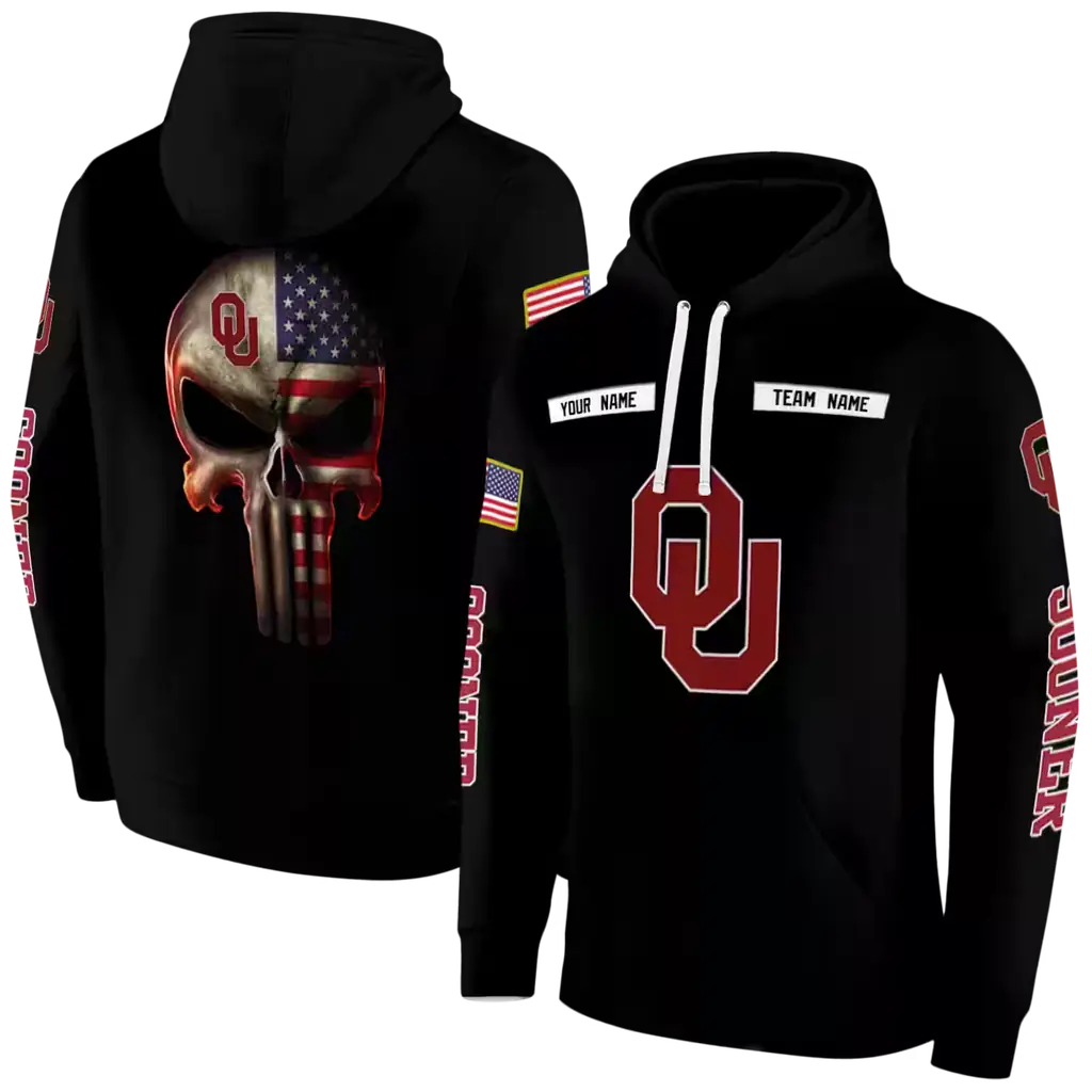 custom oklahoma sooners punisher skull black hoodie fashion forward custom oklahoma sooners punisher skull black hoodie fashion forward